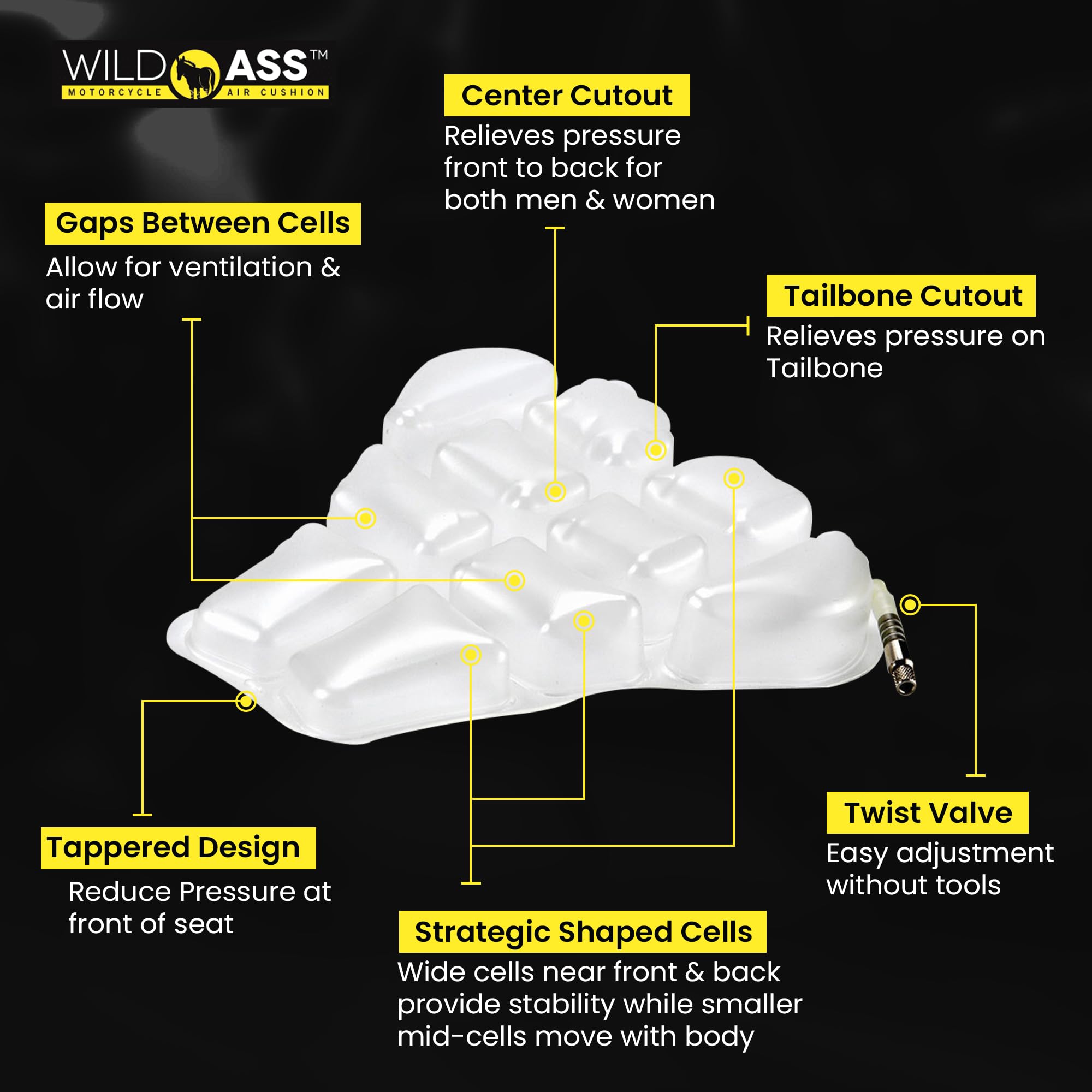 Amazon.com: Wild Ass Sport Lite – Motorcycle Air Gel Seat Pad